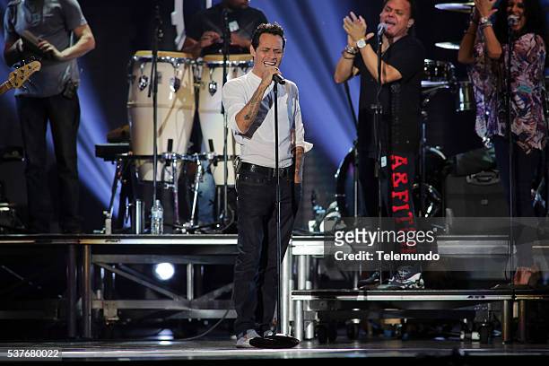Rehearsal -- Pictured: Marc Anthony rehearses for the 2014 Billboard Latin Music Awards, from Miami, Florida at the BankUnited Center, University of...