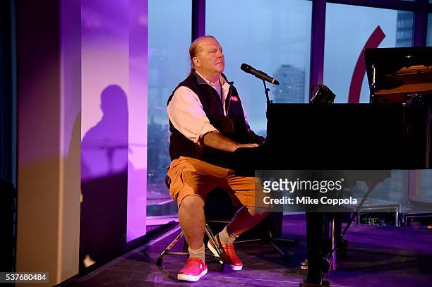 Chef Mario Batali speaks onstage at The Supper hosted by Mario Batali with Anthony Bourdain on June 2, 2016 in New York City.