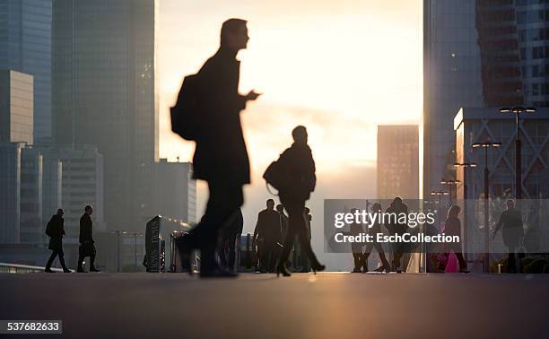 morning commute at business district in paris - walk city bildbanksfoton och bilder