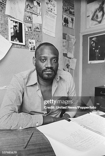 Editor of the magazine Race Today, Darcus Howe pictured in his office in London on 11th August 1976.
