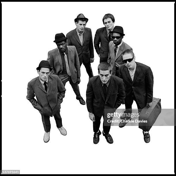 English ska revival band, The Specials, photographed in the Coventry Basin for the cover of their first LP, 1979. This silhouetted version of the...