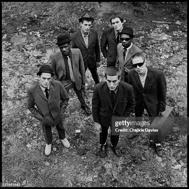 English ska revival band, The Specials, photographed in the Coventry Basin for the cover of their first album, 1979. This image was used for the...