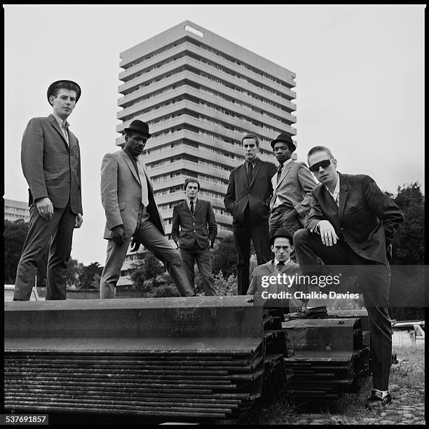 English ska revival band The Specials photographed in Coventry for the cover of their first LP in 1979. This image was not used at the time. Left to...