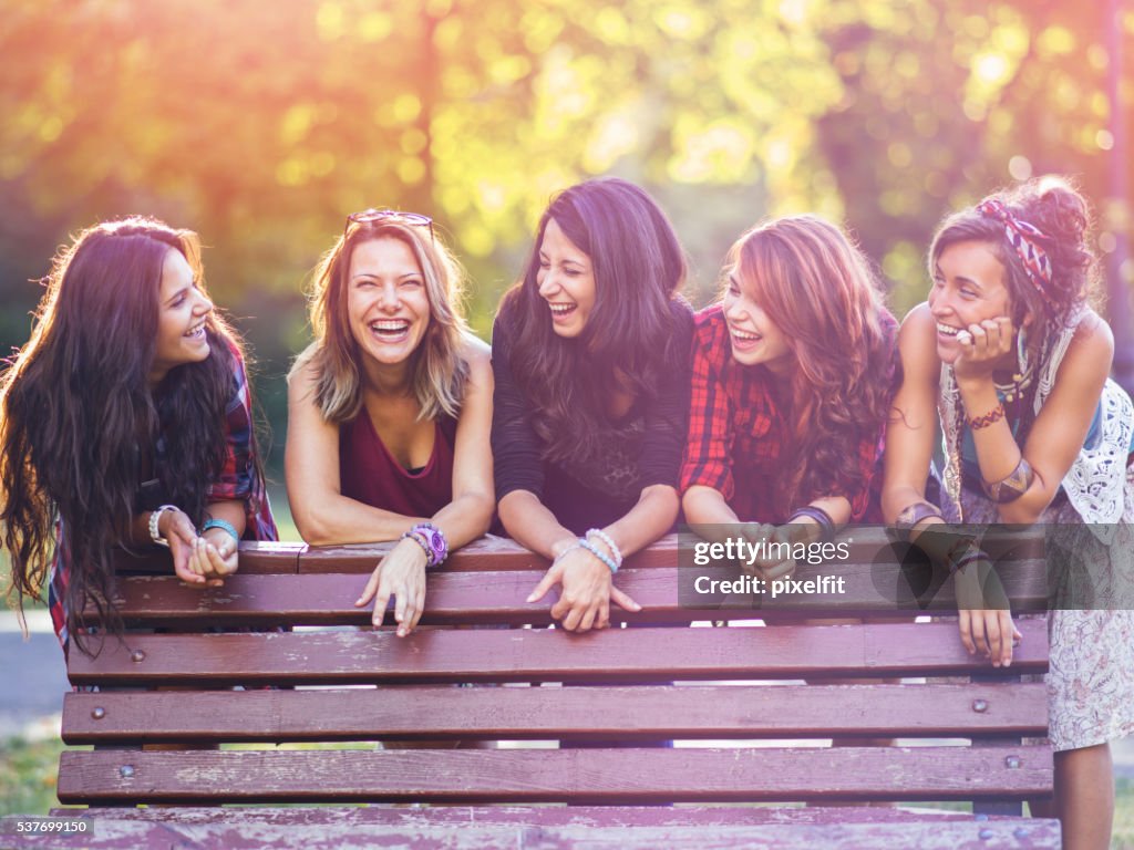 Group of teenage girls in the park