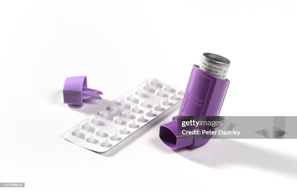 Purple asthma inhaler and steroids