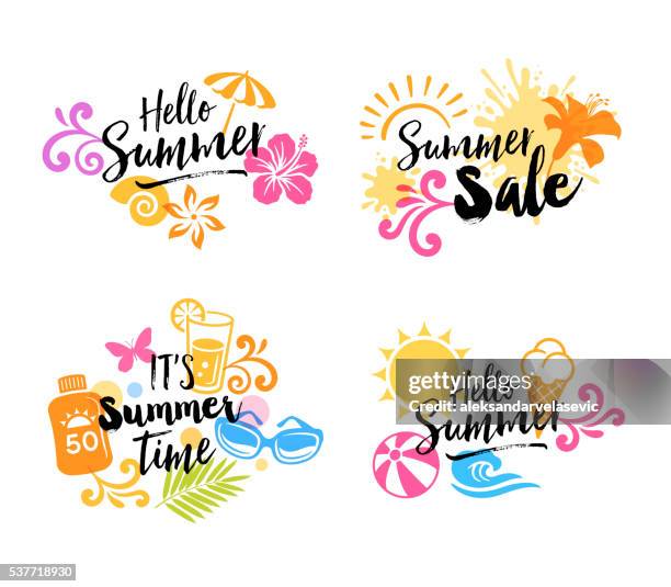 illustrazioni stock, clip art, cartoni animati e icone di tendenza di estate grafiche-icone - estate