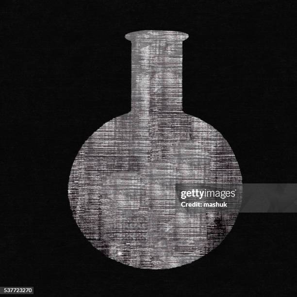 chemical flask on chalkboard background - slate background stock illustrations