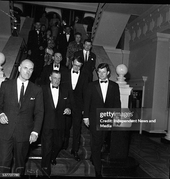 Taoiseach Sean Lemass accompanies American Attorney General Ted Kennedy during the latter's state visit, Ireland, May 29, 1964.