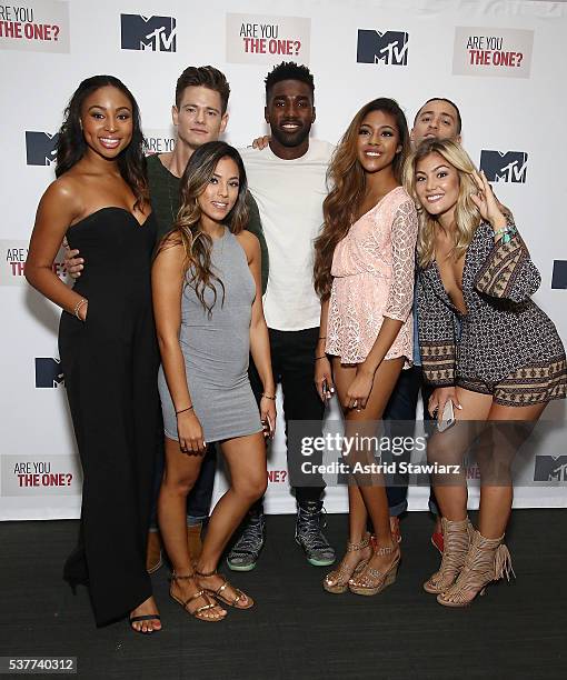 Camille Satterwhite, Mikala Thomas, Morgan St. Pierre, Prosper Moongue-Muna, Francesca Duncan, Giovanni Rivera and Tori Deal attend MTV's "Are You...