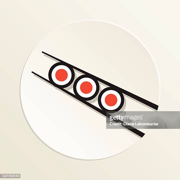 sushi restaurant icon california rolls and chopsticks - futomaki stock illustrations