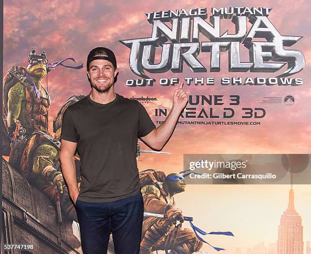 Actor Stephen Amell attends 'Teenage Mutant Ninja Turtles: Out Of The Shadows' Philadelphia Screening at United Artists Riverview on June 2, 2016 in...