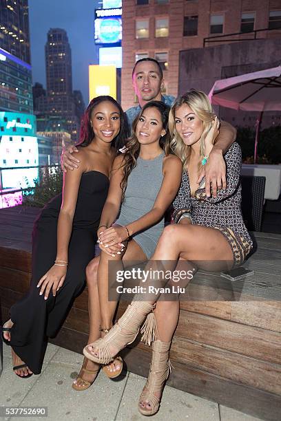 Camille Satterwhite, Mikala Thomas, Giovanni Rivera and Tori Deal attend the "Are You The One?" New York Premiere at 1515 Broadway on June 2, 2016 in...