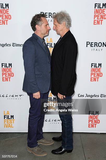 Filmmaker Remy Auberjonois and actor Rene Auberjonois attend the premiere of "Blood Stripe" during the 2016 Los Angeles Film Festival at Arclight...