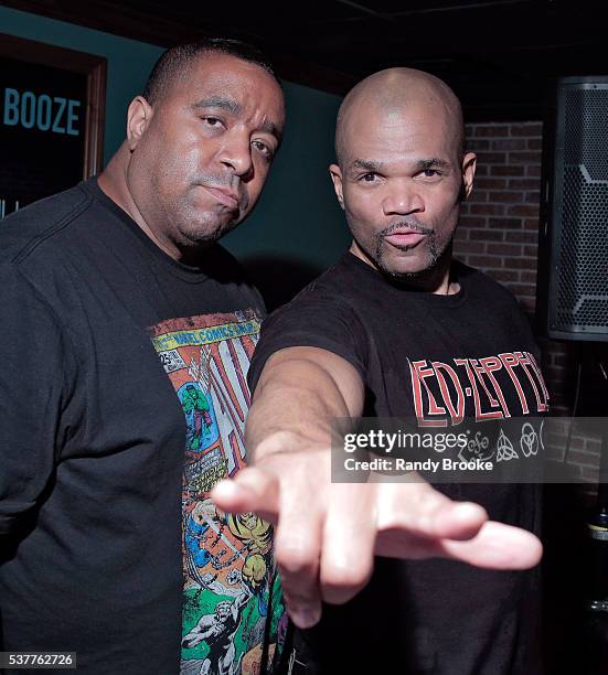 Charlie Chan poses with Run DMC's Daryl McDaniels during the 2016 Bryan Jacobson Foundation Charity Event at Howl at the Moon on June 2, 2016 in New...