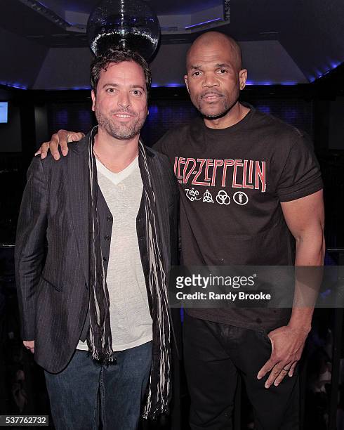 Run DMC's Daryl McDaniels poses with Shaun Jacobson during the 2016 Bryan Jacobson Foundation Charity Event at Howl at the Moon on June 2, 2016 in...