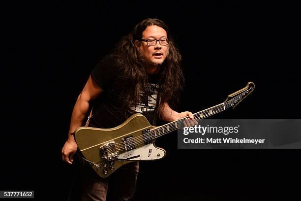 Guitarist Bobb Bruno of the band Best Coast performs onstage during 826LA's Tell Me A Story at The Wiltern on June 2, 2016 in Los Angeles, California.