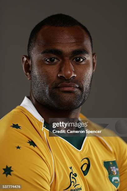 Tevita Kuridrani of the Wallabies poses during an Australian Wallabies portrait session on May 30, 2016 in Sunshine Coast, Australia.