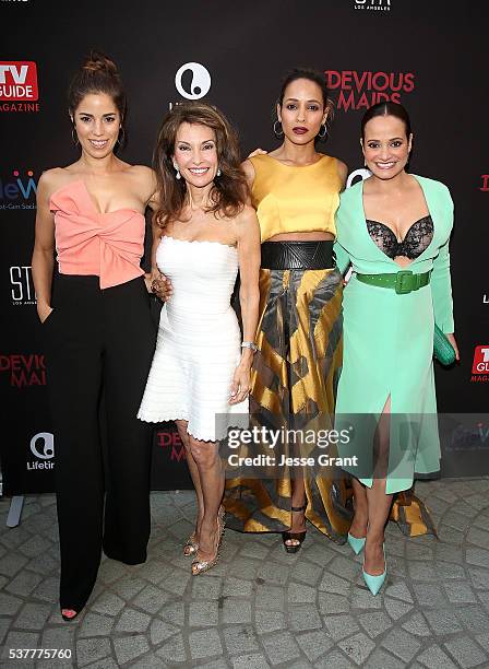 Actresses Ana Ortiz, Susan Lucci, Dania Ramirez and Judy Reyes attend the Premiere of Lifetime's "Devious Maids" Season 4 at STK Los Angeles on June...