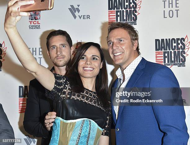 Virtual Revolution" Emilien de Falco, Melissa Mars, and Mike Dopud take selfie during the 19th annual Dances with Films Festival - Arrivals at Loews...