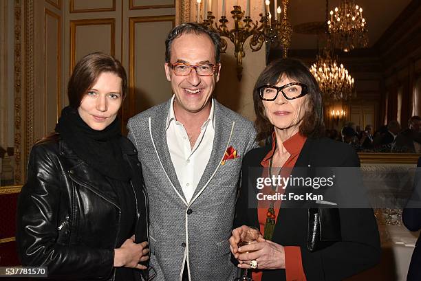 Hea Deville, Emmanuel de Brantes and Viviane Blassel attend as Kenzo Takada receives the Medal of Chevalier de La Legion d'Honneur at Conseil...