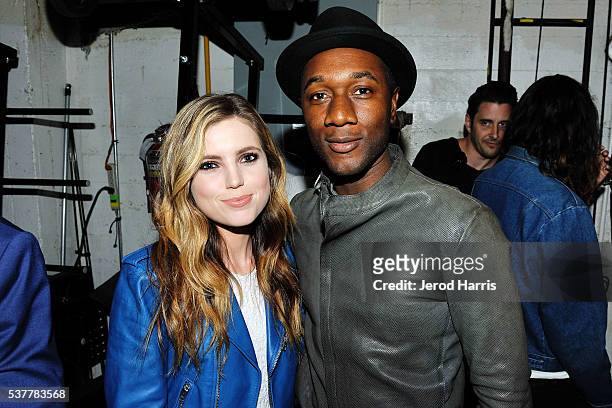 Sydney Sierota and Aloe Blacc attend the 2016 Los Angeles Film Festival - 'Zedd: True Colors' Official Screening at The Ace Hotel Theater on June 2,...