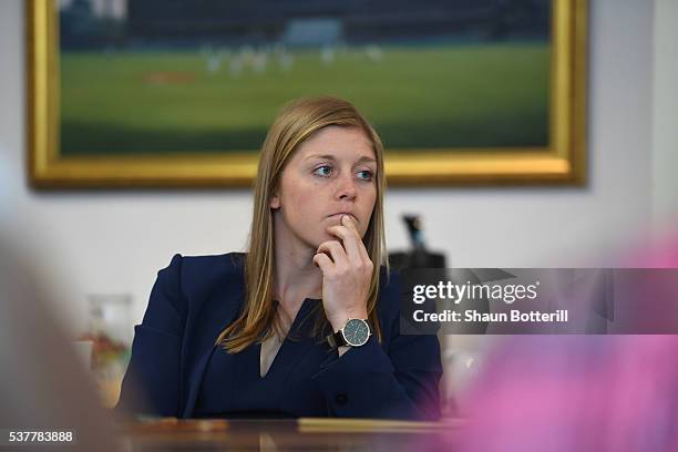 England Women's new Captain Heather Knight talks to the media during a press conference at Lord's Cricket Ground on June 3, 2016 in London, England.