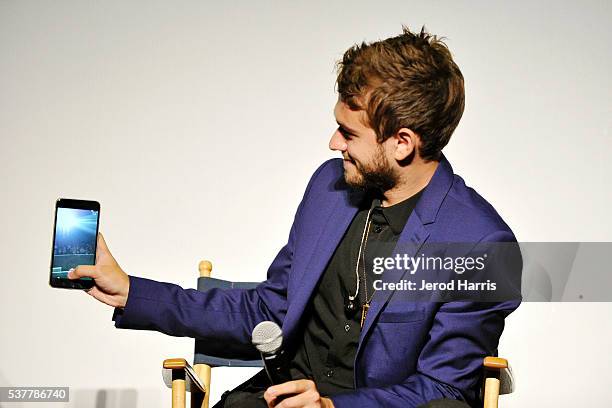 Zedd speaks during a Q&A session following the 2016 Los Angeles Film Festival - 'Zedd: True Colors' Official Screening at The Ace Hotel Theater on...