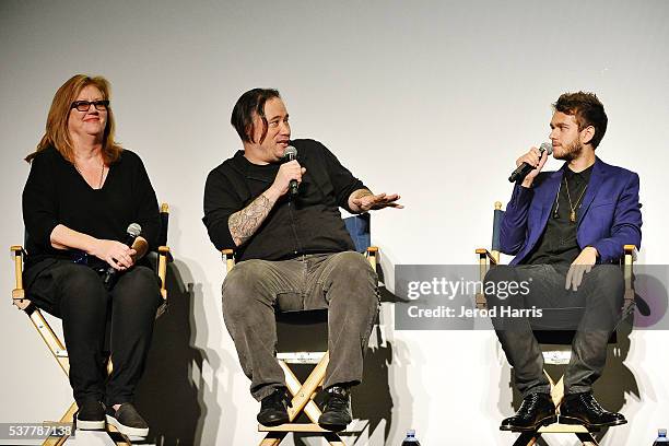 Director Susan Bonds, Director Alex Lieu and Zedd on stage during a Q&A session at the 2016 Los Angeles Film Festival - 'Zedd: True Colors' Official...