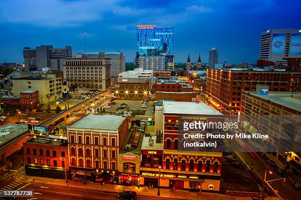 detroit's greektown district - detroit michigan stock pictures, royalty-free photos & images