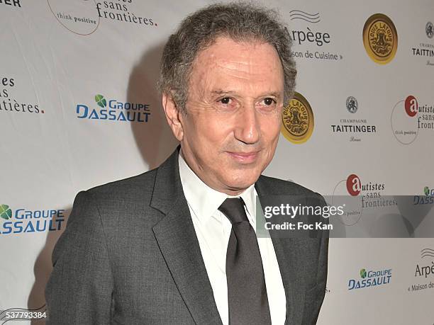 Presenter Michel Drucker from Vivement Dimanche TV show attends "Autistes Sans Frontieres" : Gala Dinner Arrivals at Hotel Marcel Dassault on June 2,...