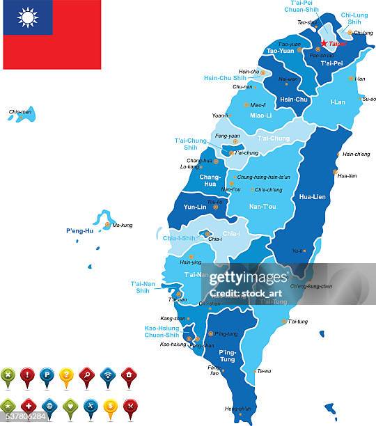 taiwan map - taipei map stock illustrations