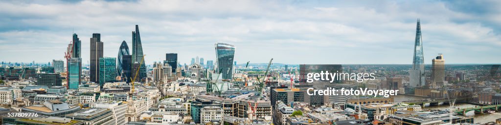 City of London skyscrapers and The Shard highrise cityscape panorama