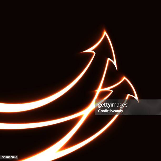 stockillustraties, clipart, cartoons en iconen met glowing arrows rise up - neon sign arrow