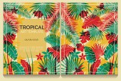 Tropical offset print effect jungle illustration