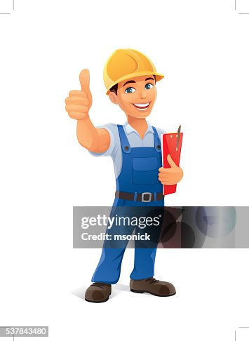 Builder with thumb up Builder with thumb up