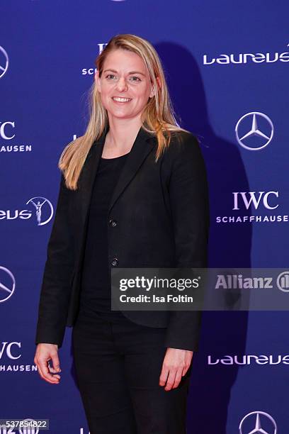 The retired German women's football player Nia Kuenzer attends the Laureus World Sports Awards 2016 on April 18, 2016 in Berlin, Germany.