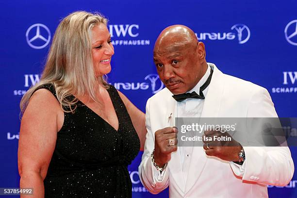 Laureus World Sports Academy member Marvelous Marvin Hagler and his wife Kay Guarrera attends the Laureus World Sports Awards 2016 on April 18, 2016...