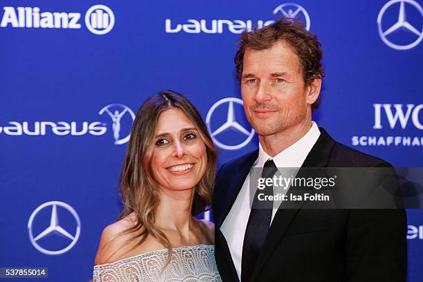 Former German footballer Jens Lehmann and his wife Conny Lehmann attend the Laureus World Sports Awards 2016 on April 18, 2016 in Berlin, Germany.