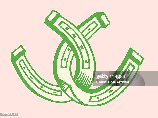 two horseshoes - fortune stock illustrations