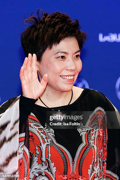 Chinese tennis player Deng Yaping attends the Laureus World Sports Awards 2016 on April 18, 2016 in Berlin, Germany.