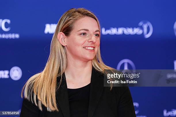 The retired German women's football player Nia Kuenzer attends the Laureus World Sports Awards 2016 on April 18, 2016 in Berlin, Germany.