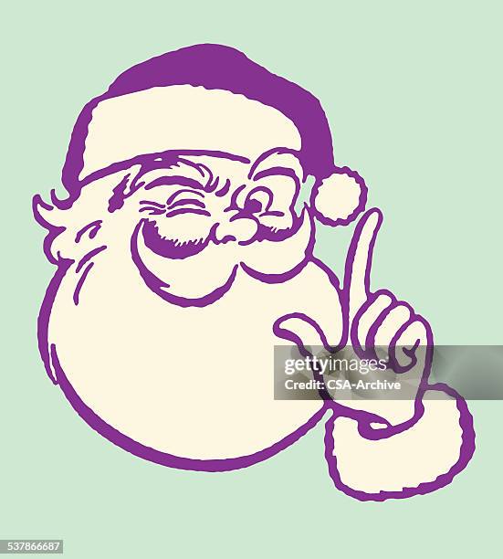 illustrazioni stock, clip art, cartoni animati e icone di tendenza di fare l'occhiolino santa - cappello babbo natale