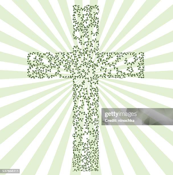 ornamental easter cross - celtic cross stock illustrations