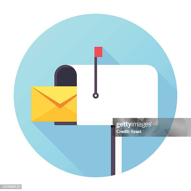 mailbox icon - wooden post stock illustrations