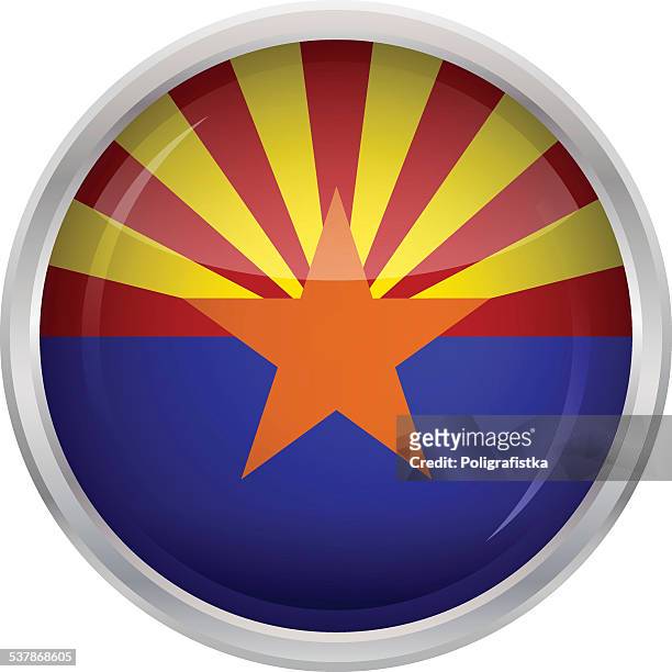 glossy button - flag of arizona - arizona flag stock illustrations