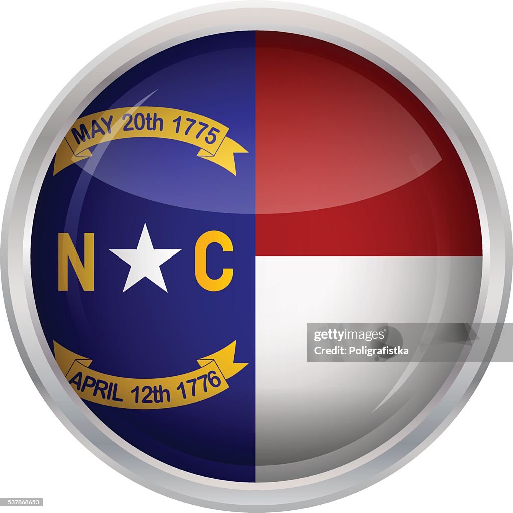 Glossy Button - Flag of North Carolina