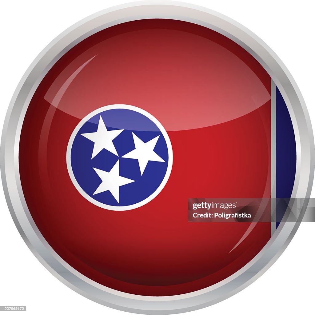 Glossy Button - Flag of Tennessee
