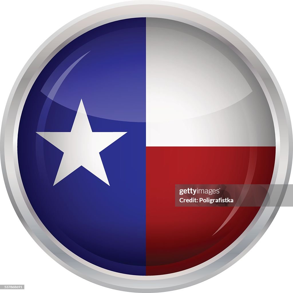 Botão brilhante de bandeira do Texas