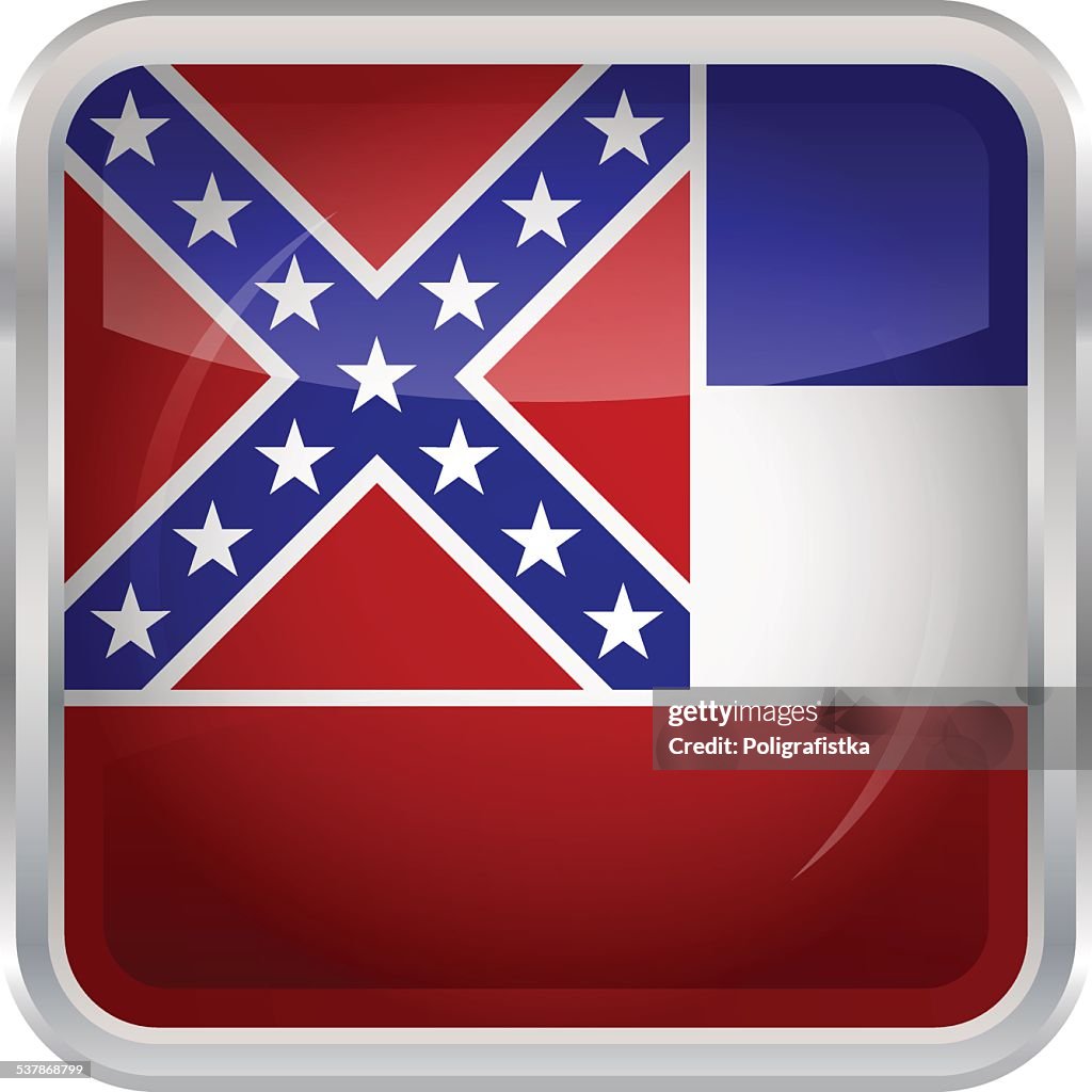 Glossy Button - Flag of Mississippi
