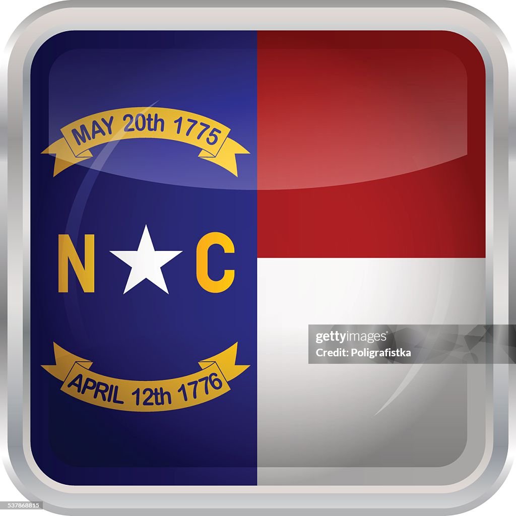 Glossy Button - Flag of North Carolina